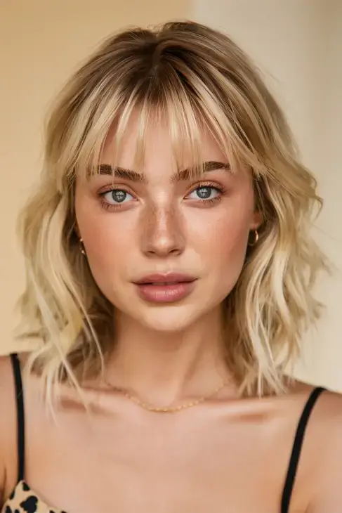 haircut with bangs and layers Shaggy Layers with Soft Textured Bangs