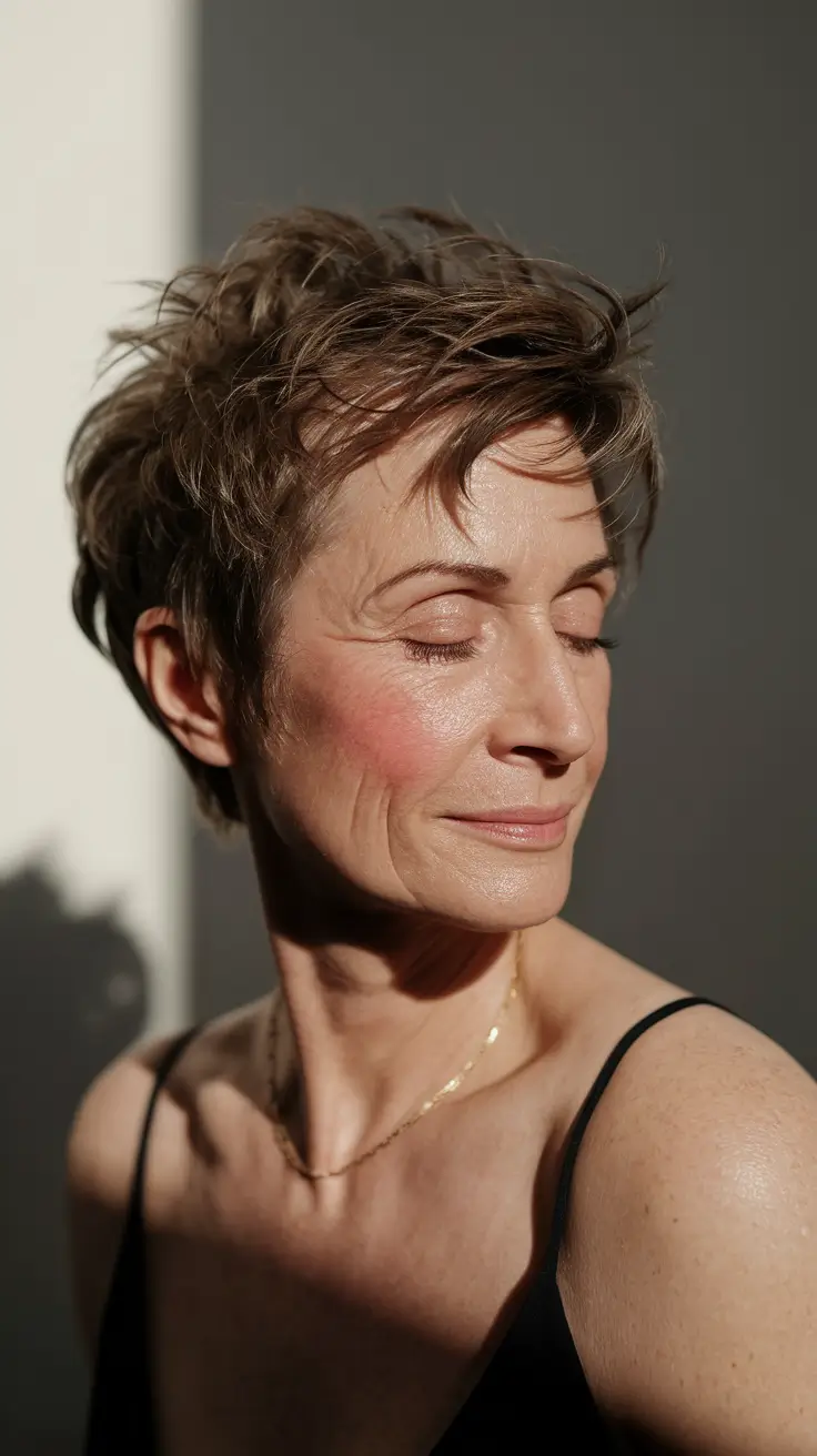 short haircuts for women over 40 2024 Soft Layers and Delicate Waves for Night Glam