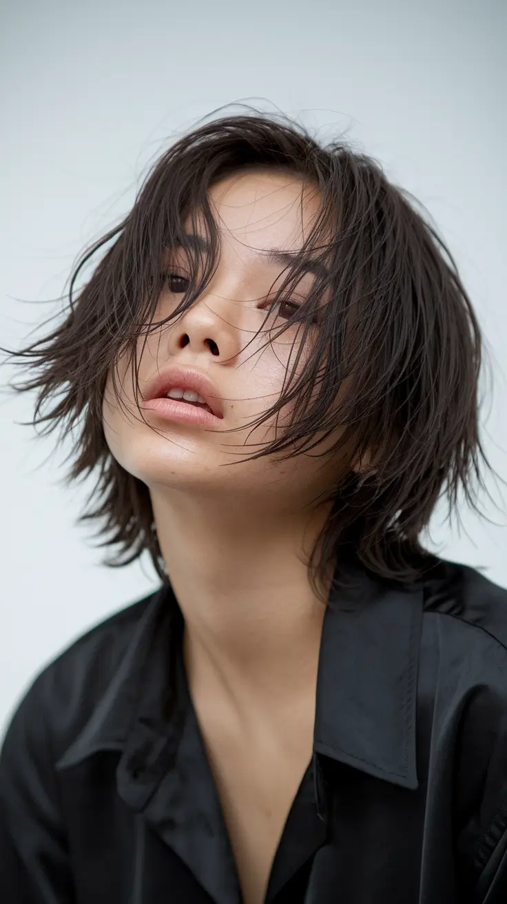 haircuts for women over 40 Choppy French-Inspired Shag