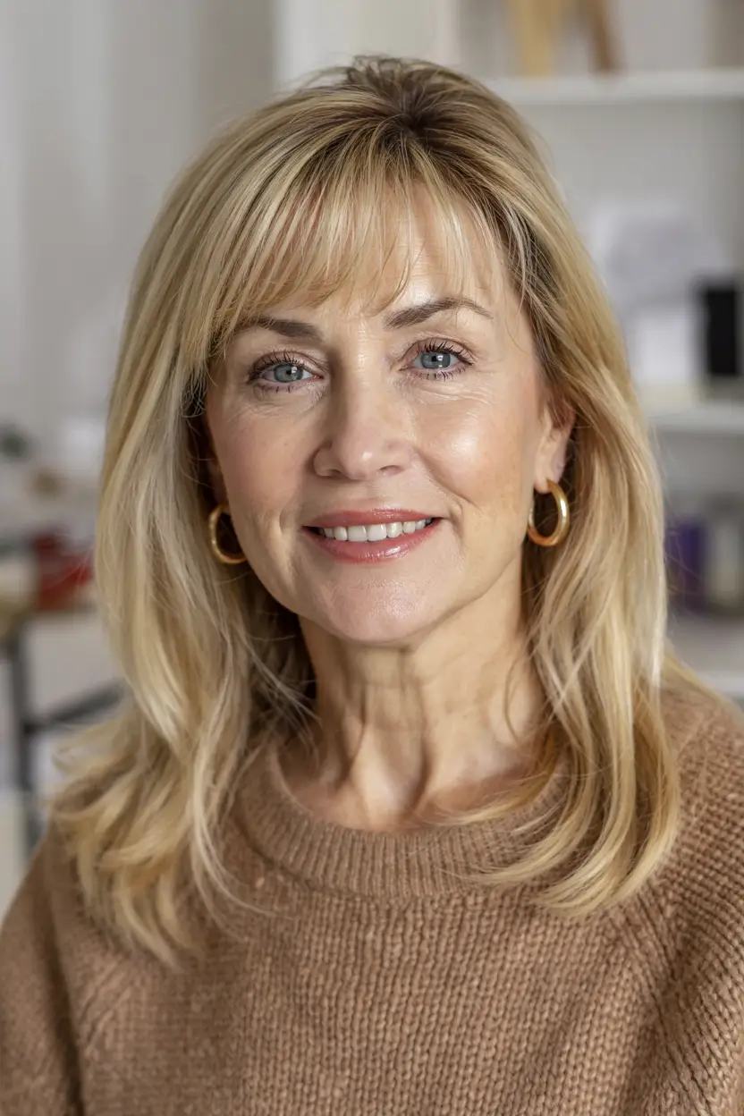 fall haircuts for women Soft Layers with Curtain Bangs
