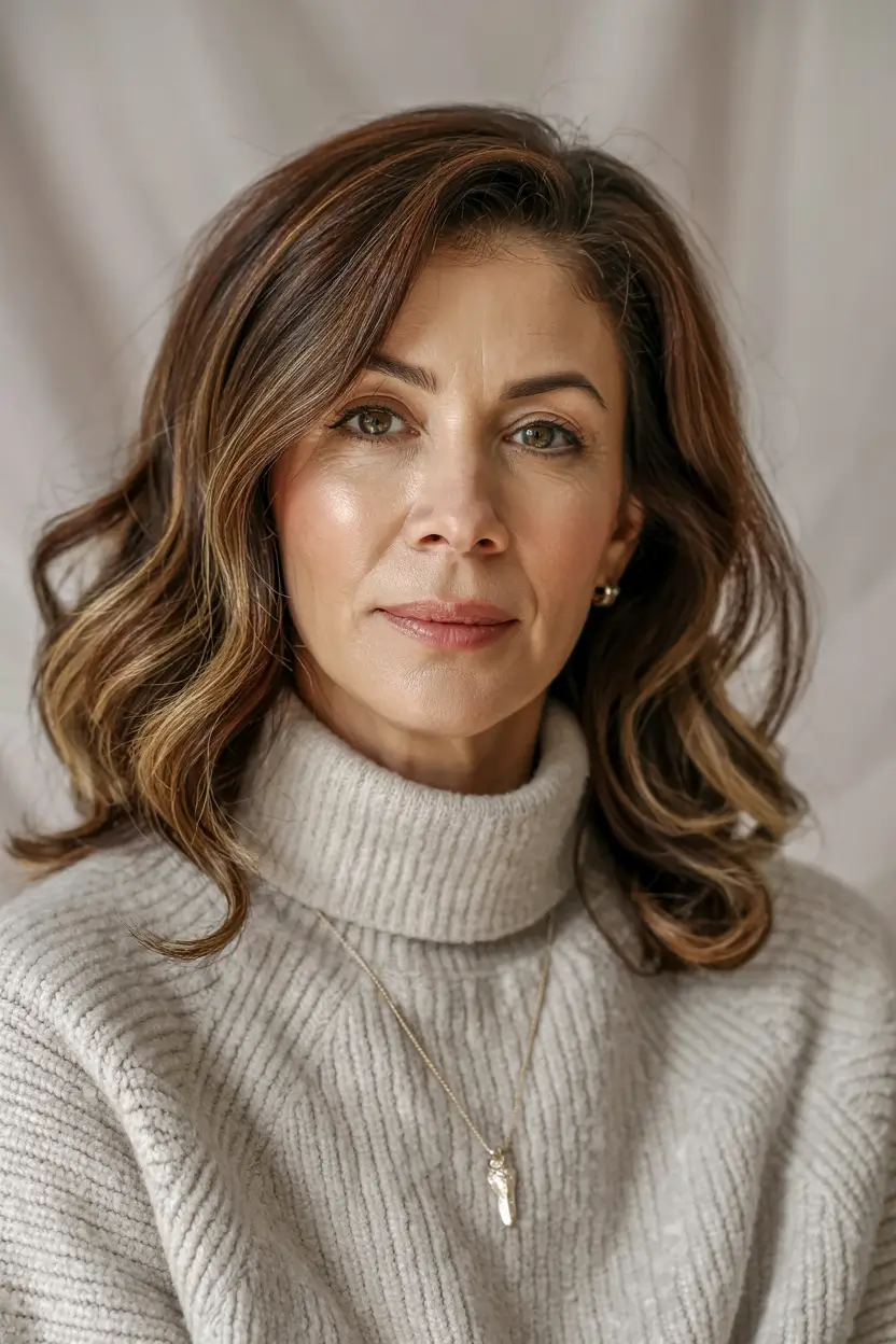 fall haircuts for women over 50 soft cinnamon waves with subtle warm highlights