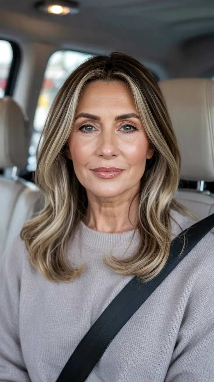 fall haircuts for women over 50 cool blonde layers with face-framing brightness