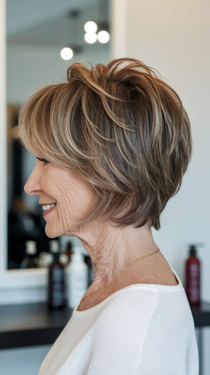 Fall haircuts for women over 60 Light Layered Bob with Natural Bounce
