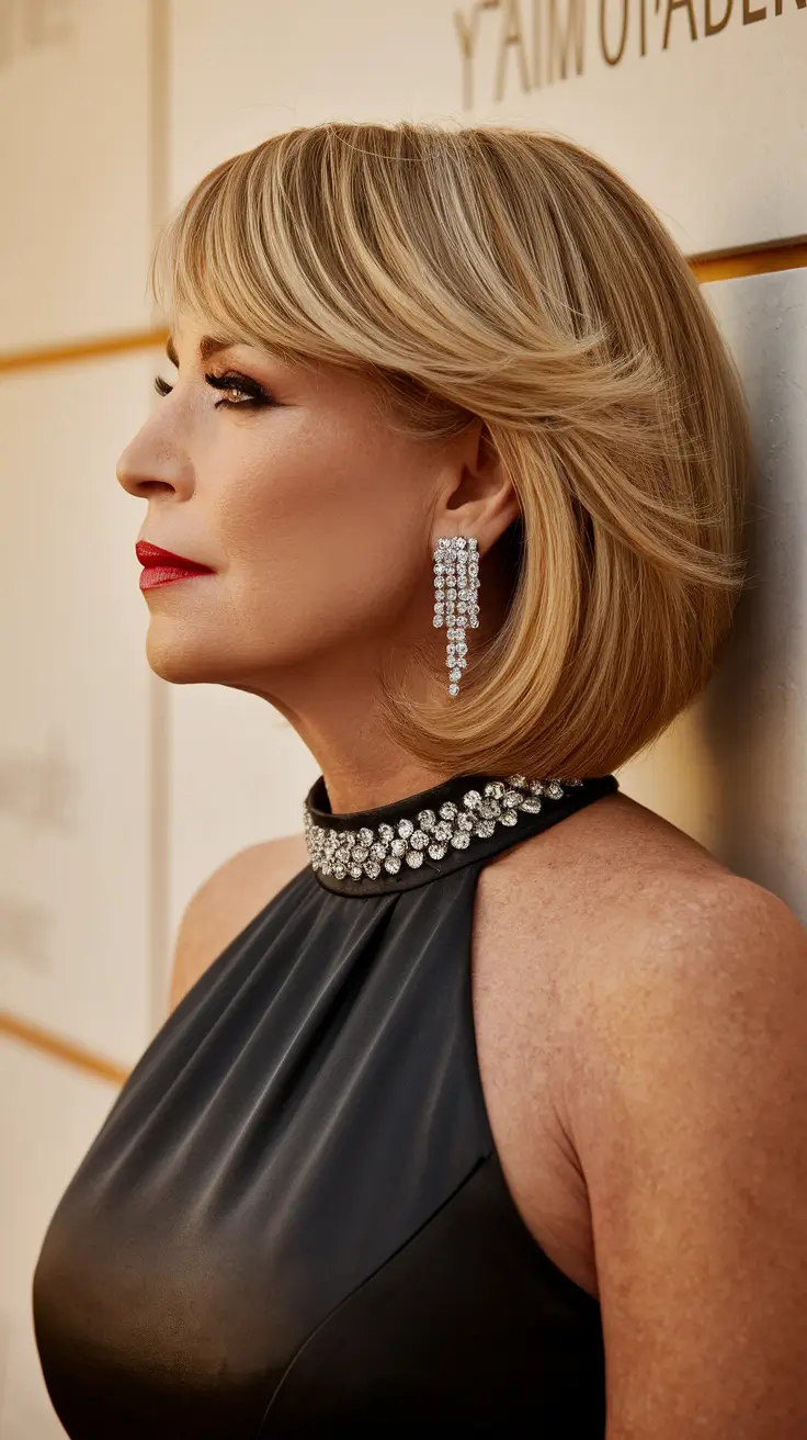 Fall haircuts for women over 60 Classic Silver Bob with Side Sweep