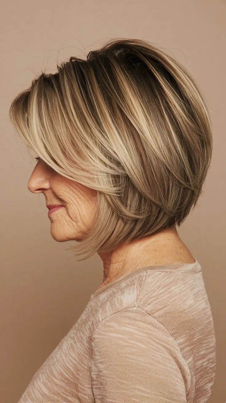 Fall haircuts for women over 60 Layered Volume with Feathered Side Sweep