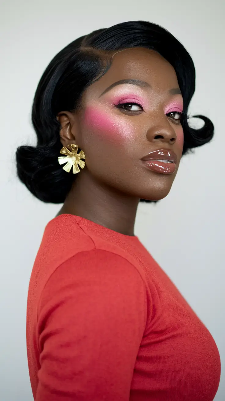 fall hairstyle for black women Retro Soft Waves with Glam Side Part