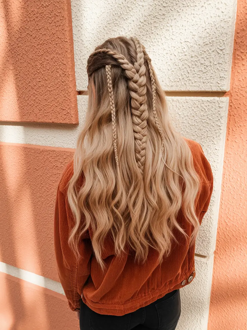 fall hairstyle for long hair Twisted Crown Meets Fishtail Fantasy