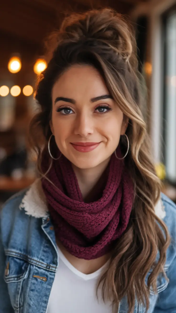 fall hairstyle for long haircut Half-Up Fall Knot with Effortless Texture