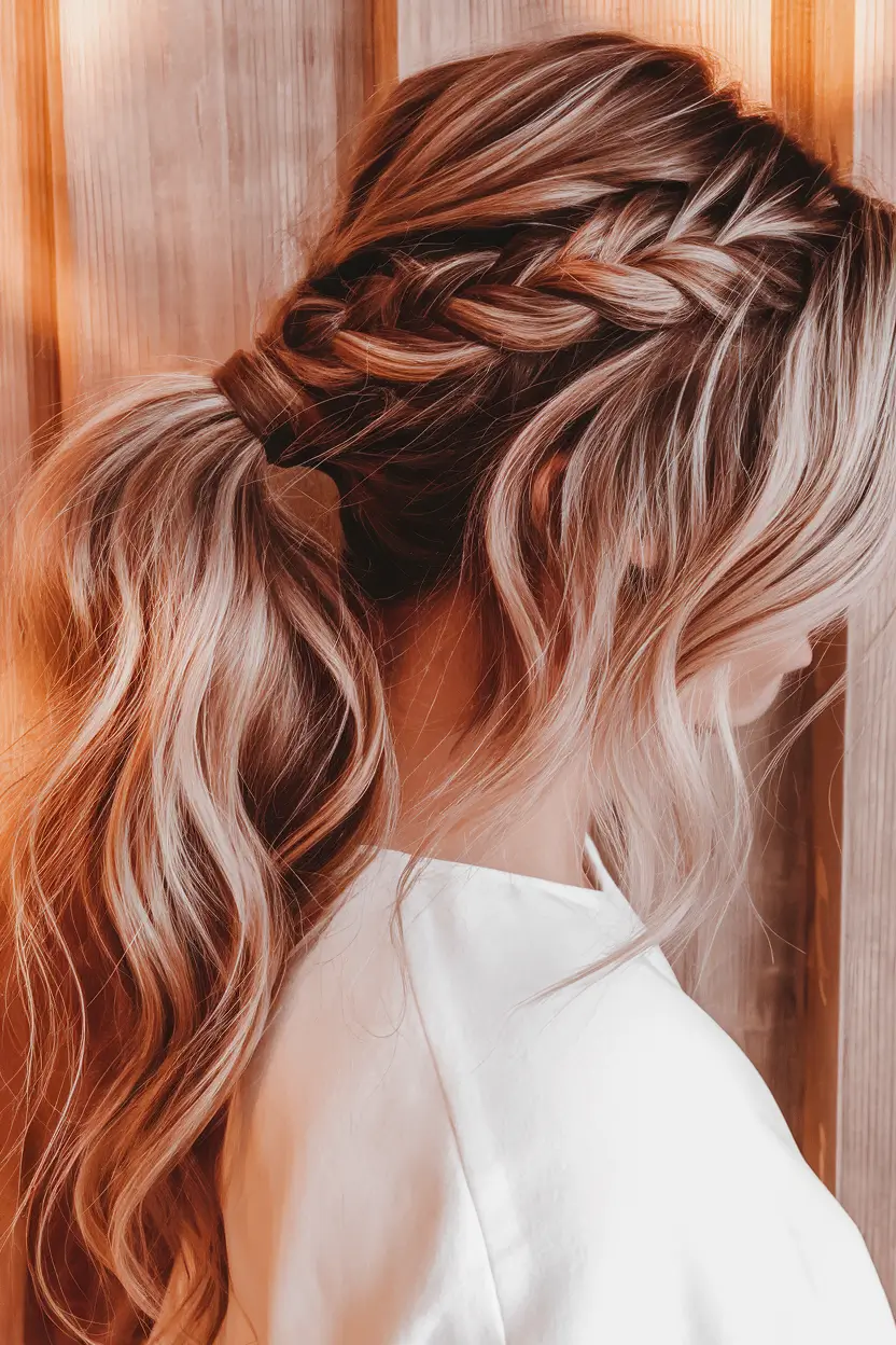 fall hairstyle for long hair Romantic Side Braid with a Soft Pony