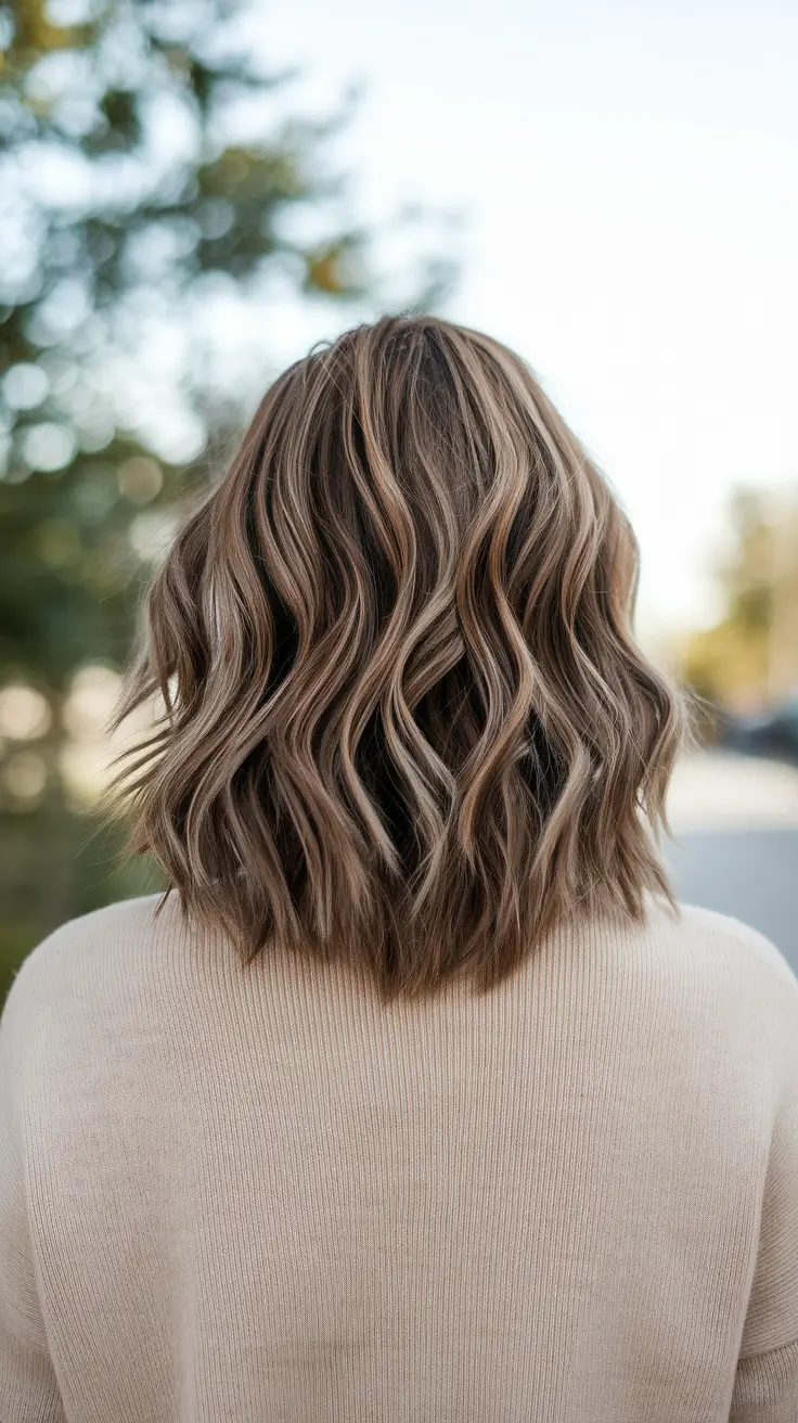fall hairstyle for medium hair Blunt Cut with Curtain Bangs and Natural Texture