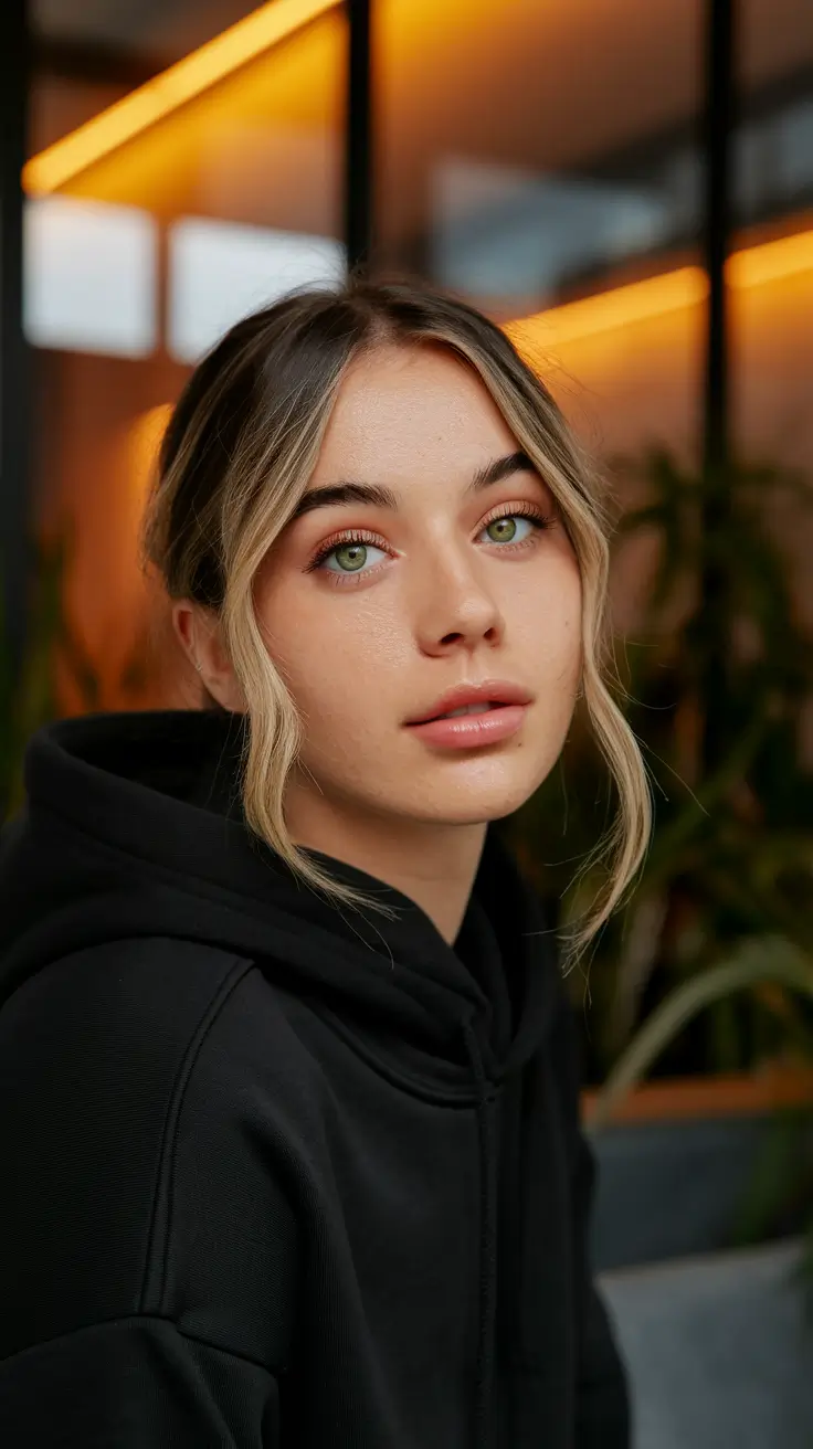fall hairstyle for medium hair Blunt Cut with Curtain Bangs and Natural Texture