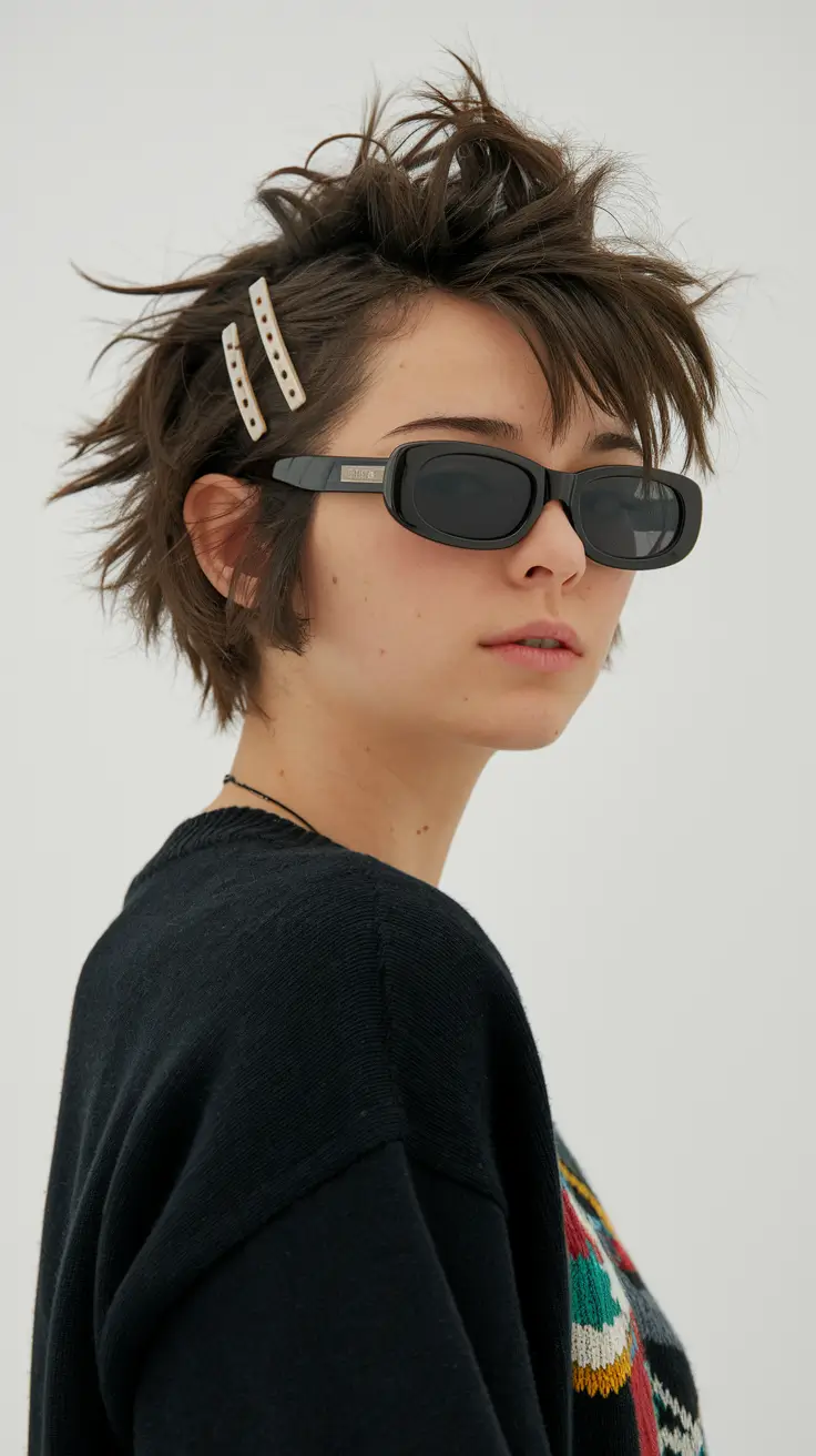 short hair fall hairstyle medium hair Textured Pixie Mullet with Modern Edge