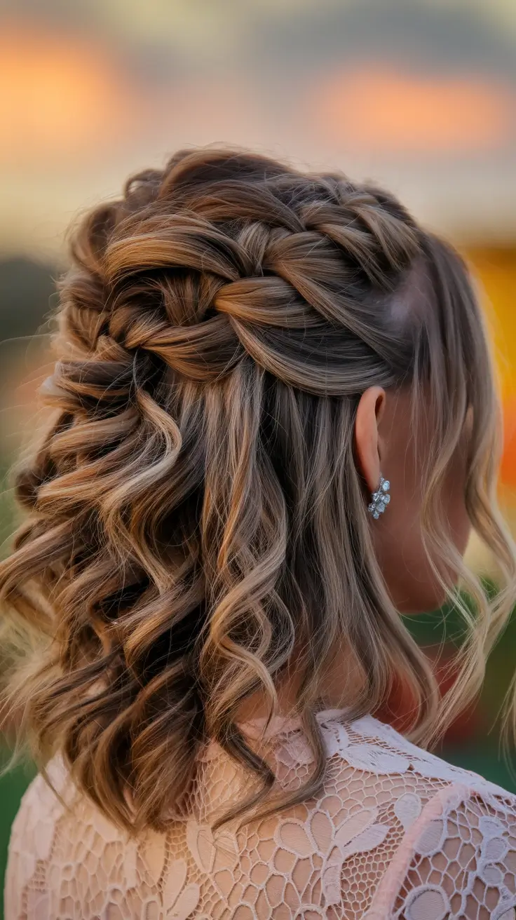 fall hairstyle for short hair Romantic Twist-Back Curls with Volume