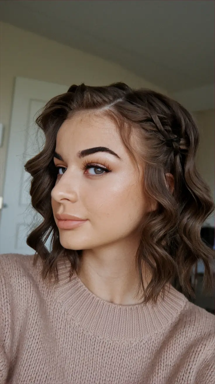 fall hairstyle short hair Textured Braids with Volume Waves
