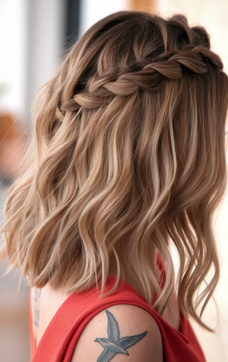 fall hairstyle short hair Romantic Waterfall Twist with Beach Waves
