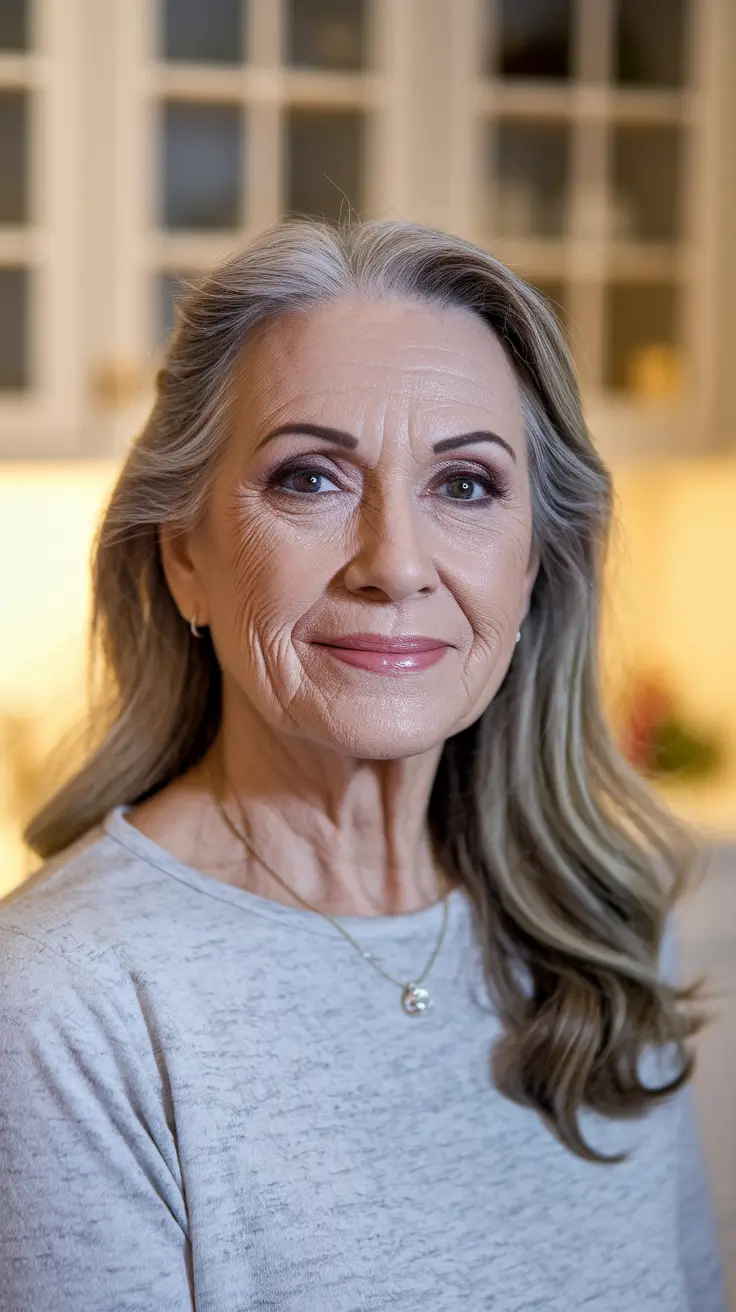 hairstyles for women over 50 Soft Silver with Classic Layers
