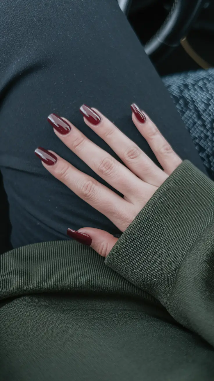 fall nails art autumn Classic Burgundy Square