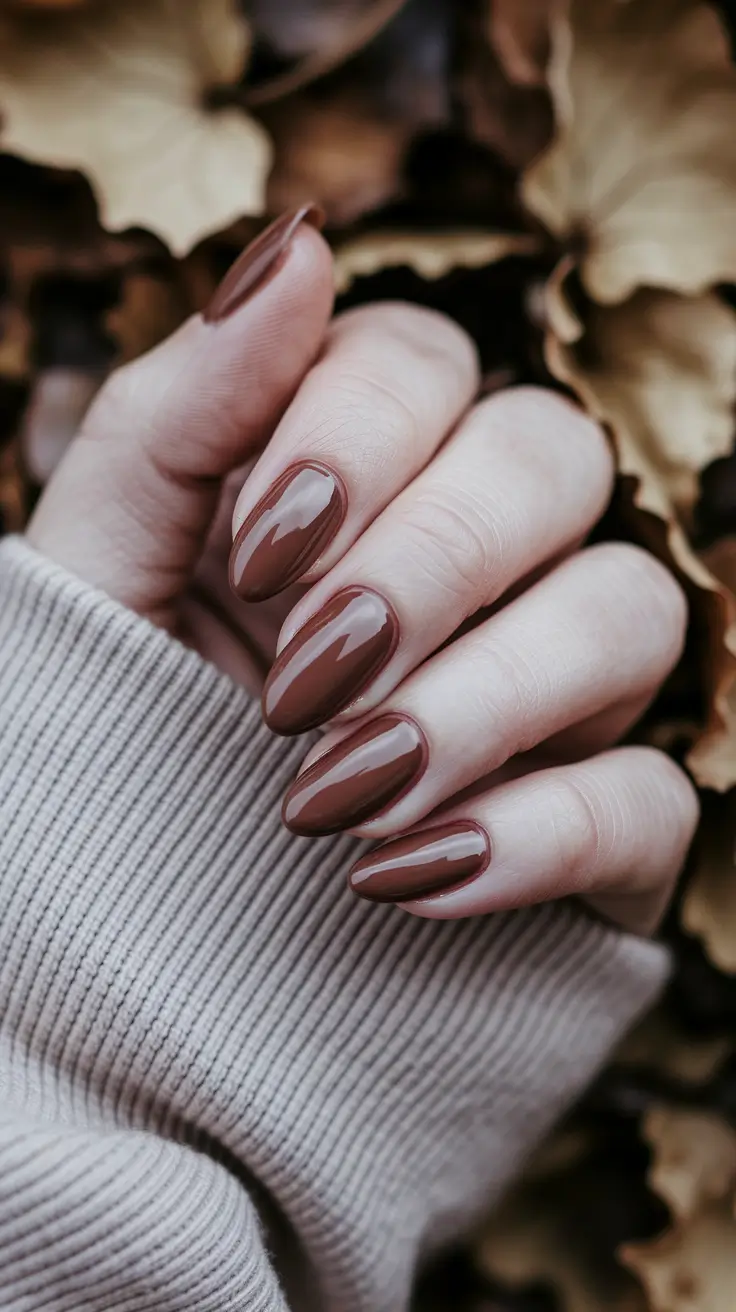 fall nails art simple Glossed Chestnut Simplicity