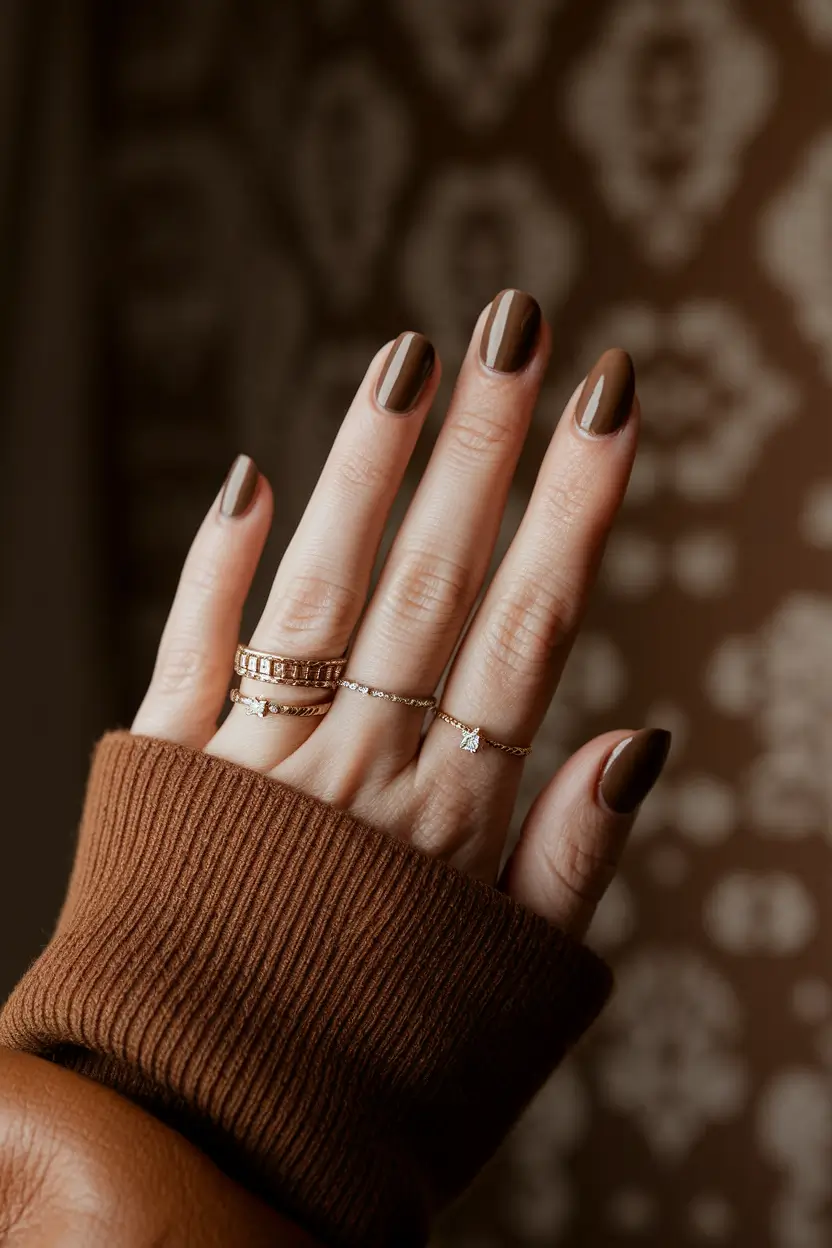 fall nails art by skin tone range Chestnut Brown Cream Gloss