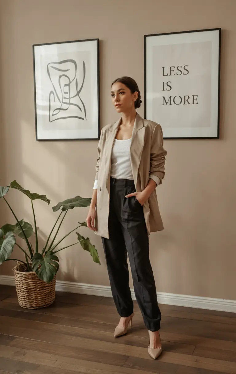 fall office outfits for women understated neutrals elevated tailoring