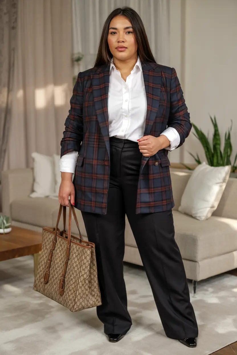 fall office outfits for women Power Plaid for the Bold and Brilliant