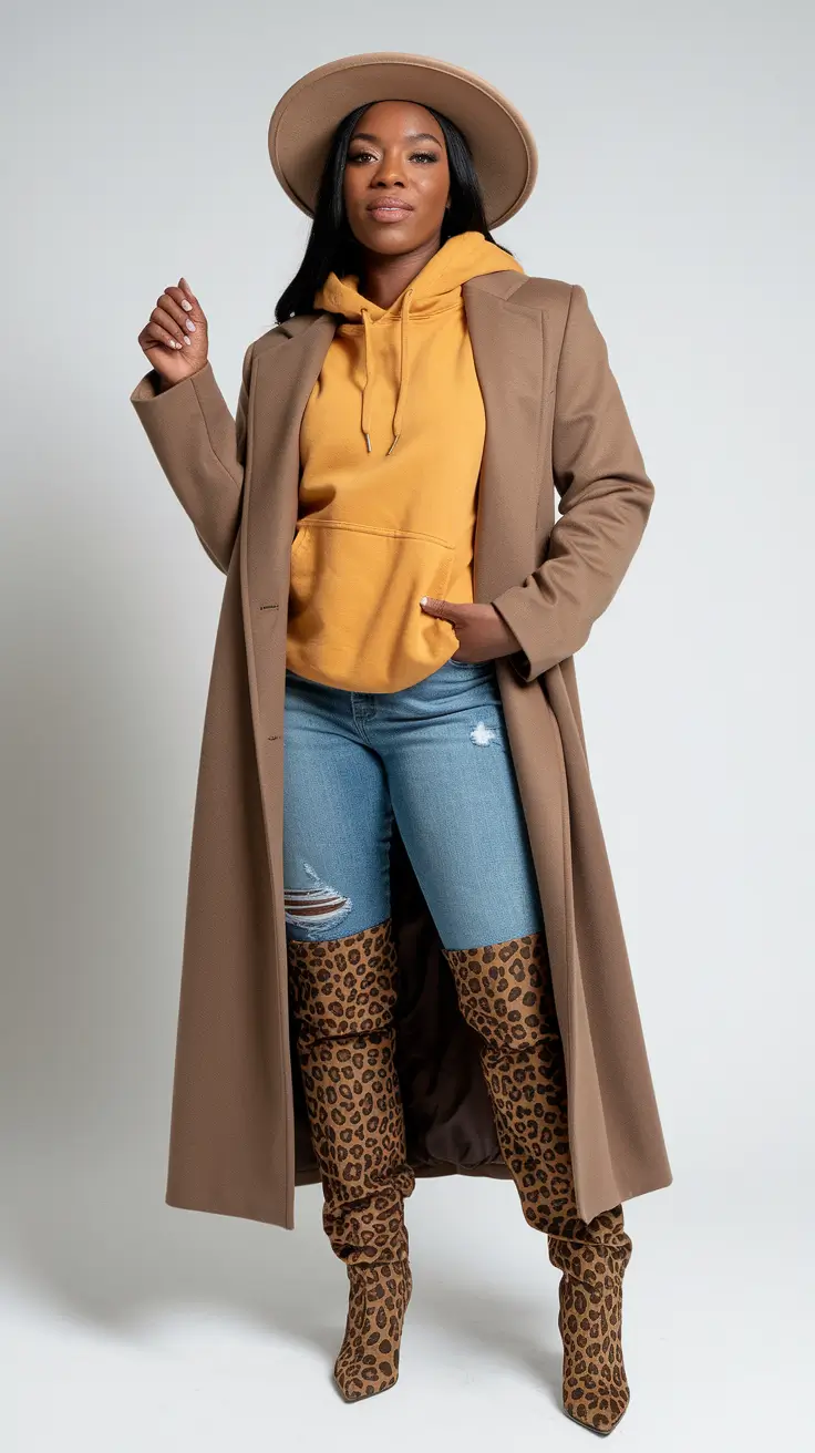 fall outfits for black women Neutral Layers With a Pop of Gold