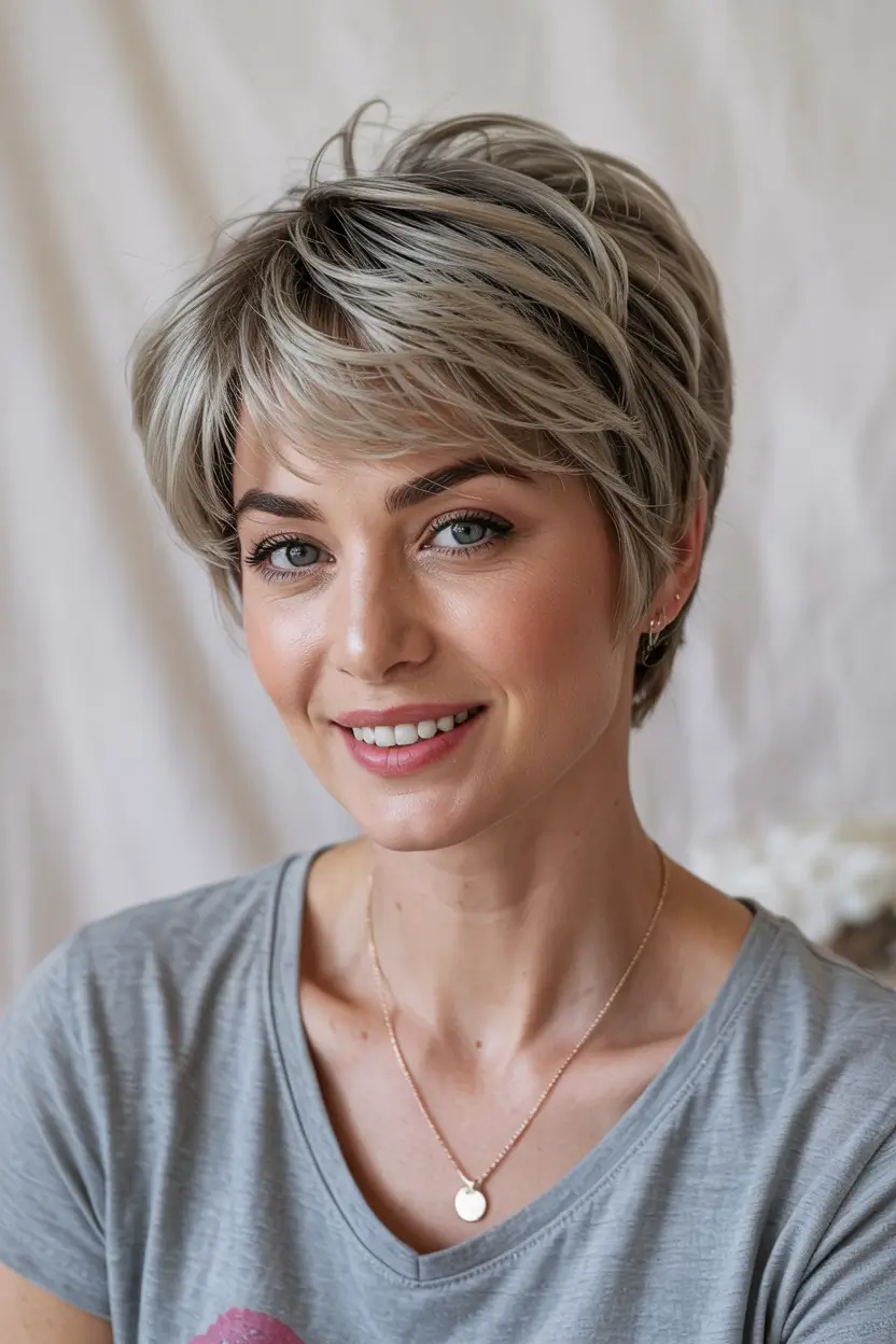 fall pixie haircut Ash Blonde Volume Pixie with Full Crown