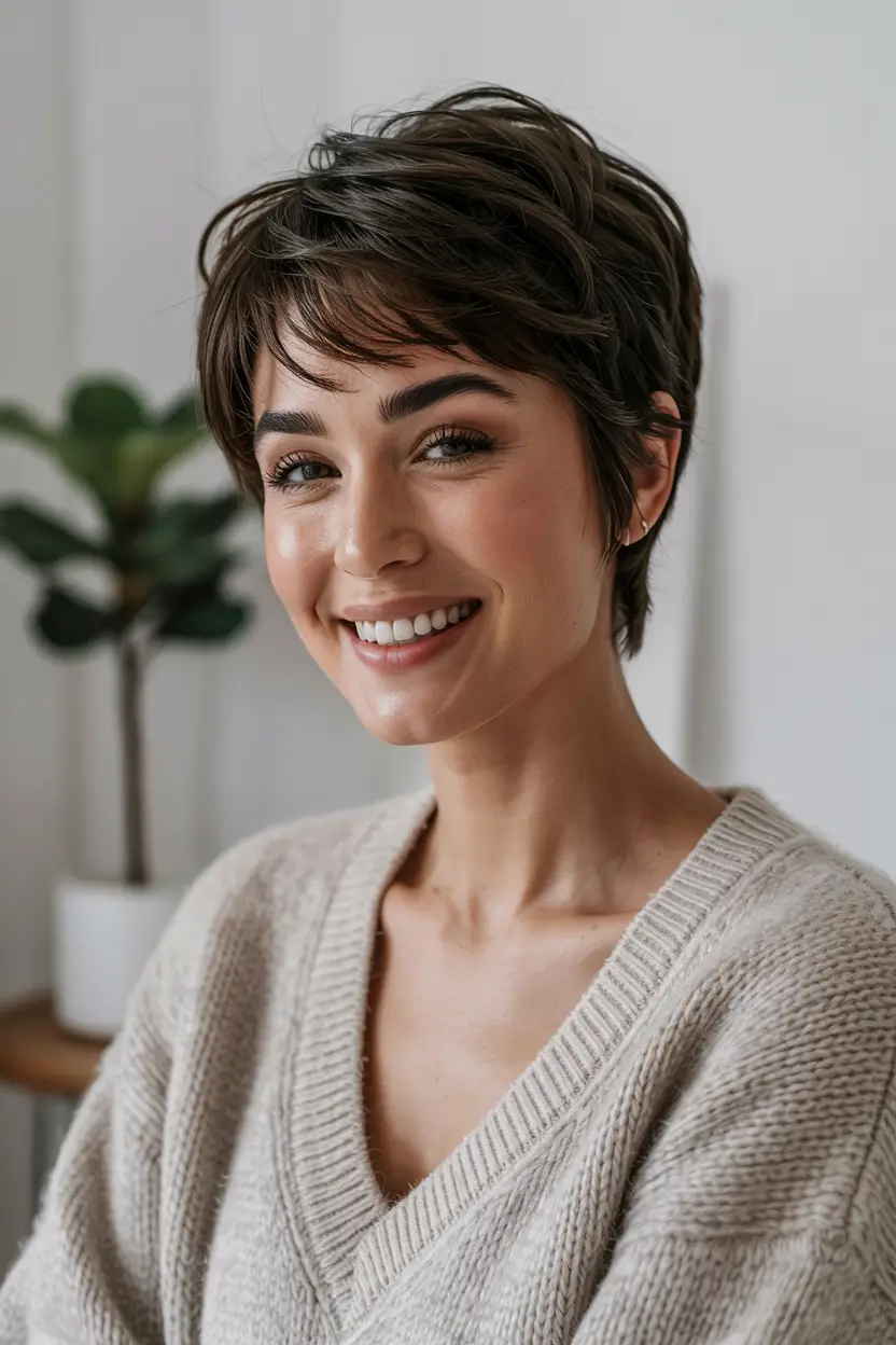 fall pixie haircut Choppy Soft Bangs with Airy Texture