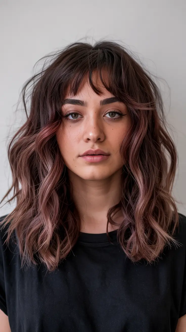 fall red hair color Mauve Smoke with Layered Volume