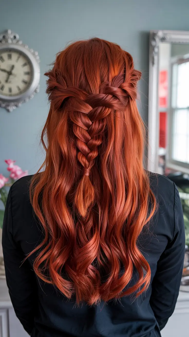 fall red hair color Boho Braided Cinnamon Cascade