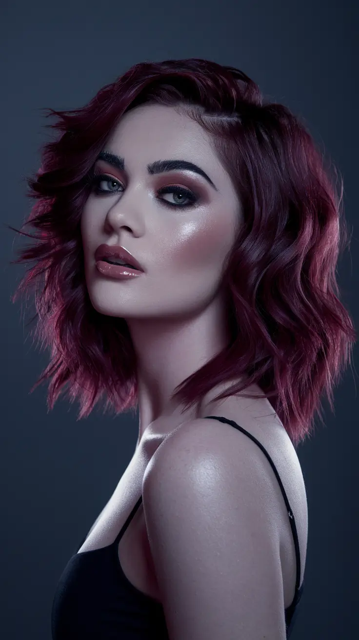 fall red hair color Burgundy Bombshell with Sculpted Waves