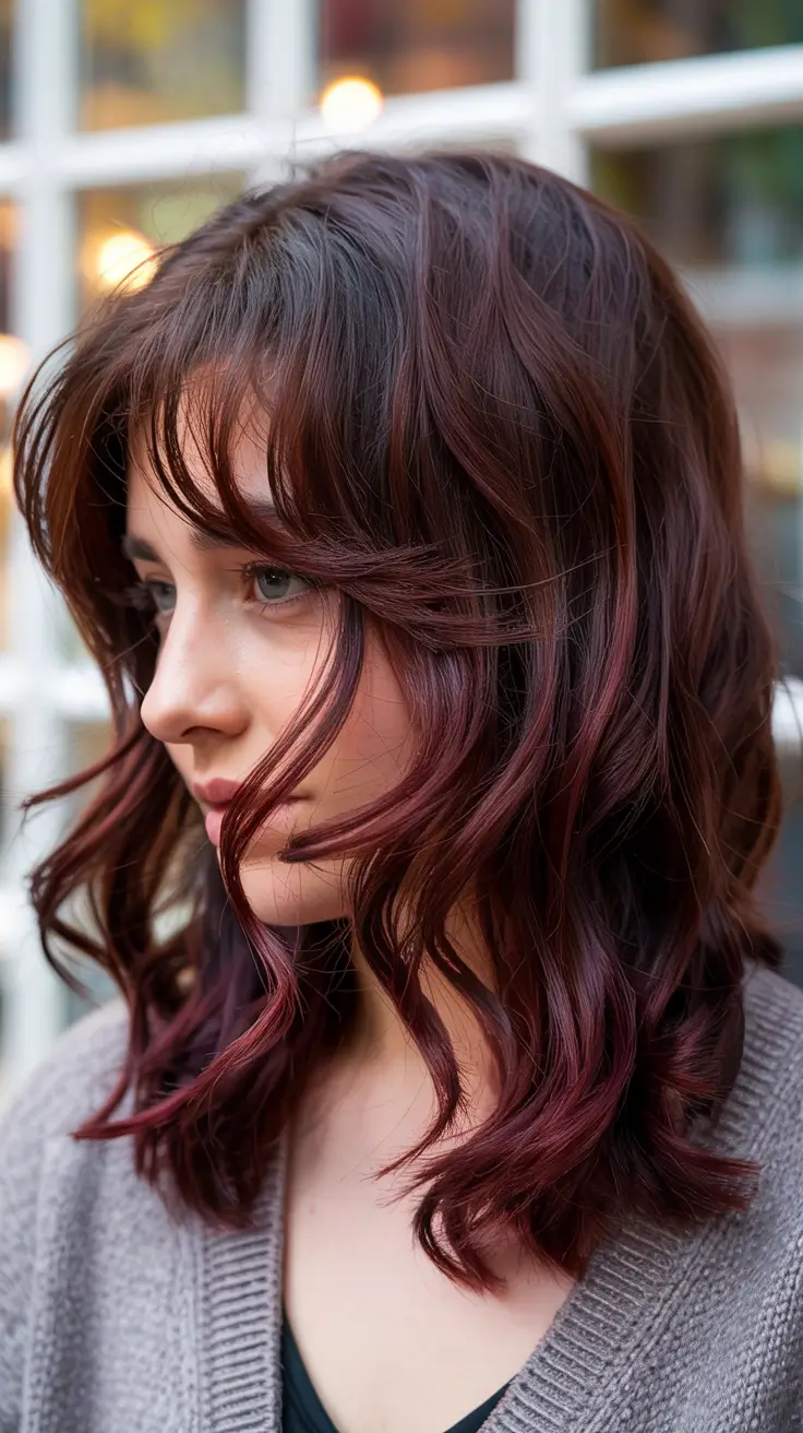 fall red hair color Rich Mulled Wine with Tousled Texture