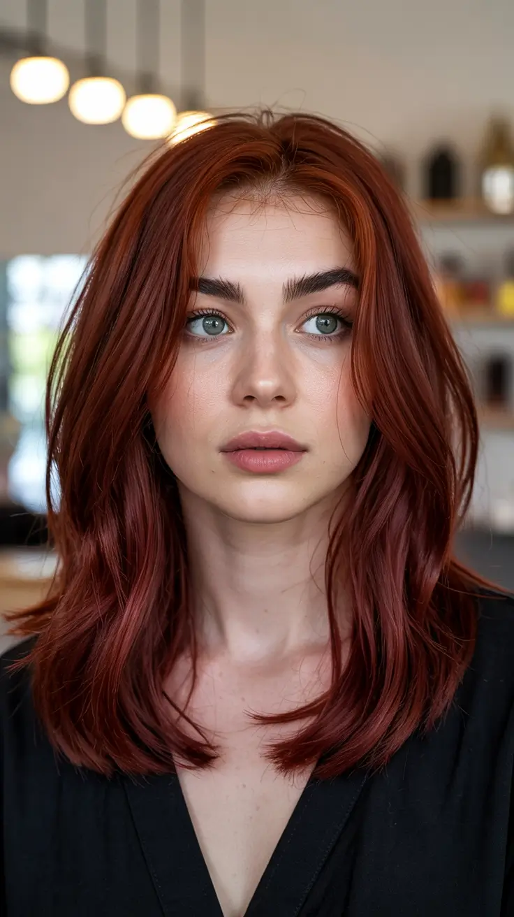 fall red hair color Smoky Cinnamon with Lived-In Shine
