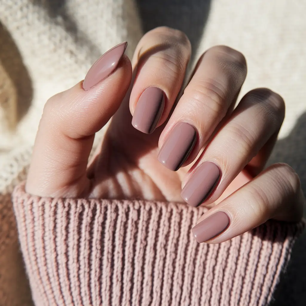 fall season nails square Muted Mauve for Cozy Days