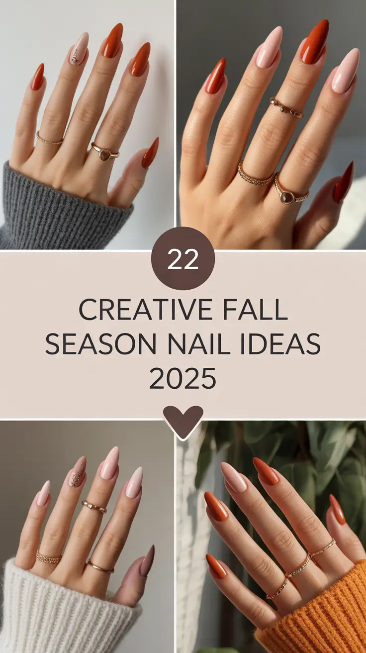 Creative Fall Season Nail Ideas 2025: Classy Acrylic Short Almond Looks to Try This Autumn