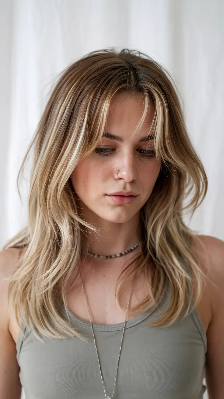 fall shag haircuts Soft Curtain Bangs with Layered Sweep