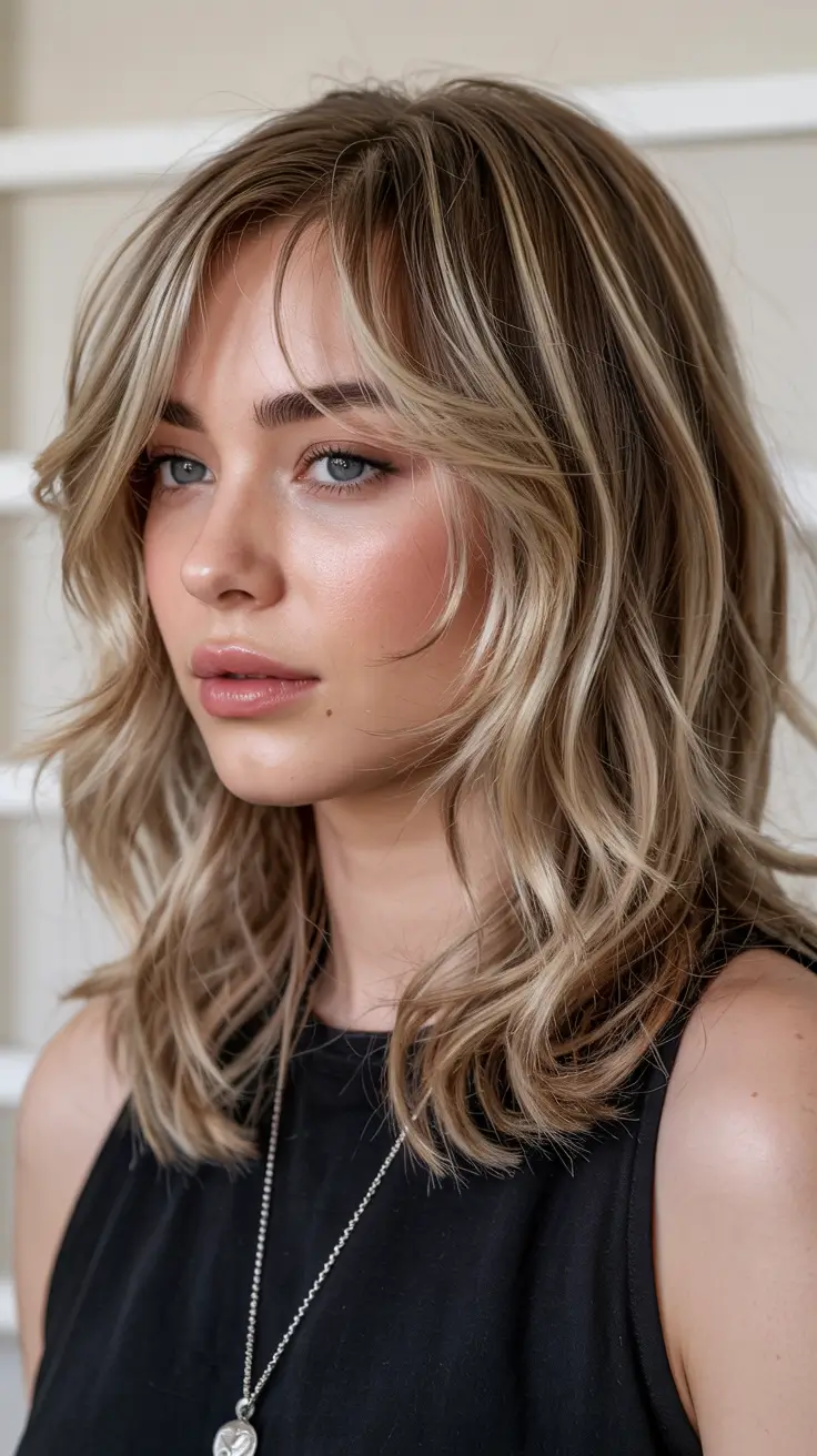 fall shag haircuts Blended Balayage with Wispy Dimension