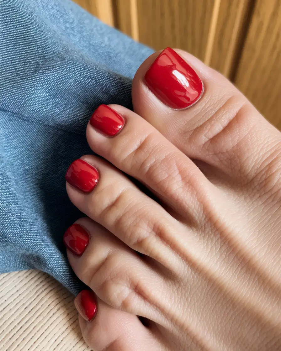 fall toe nails Classic Crimson for Cozy Evenings