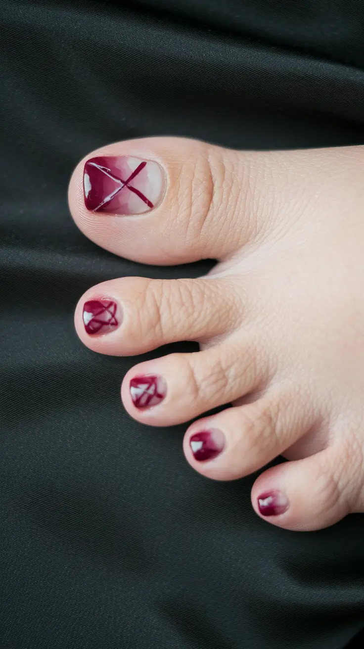 fall toe nails Graphic Wine Geometric