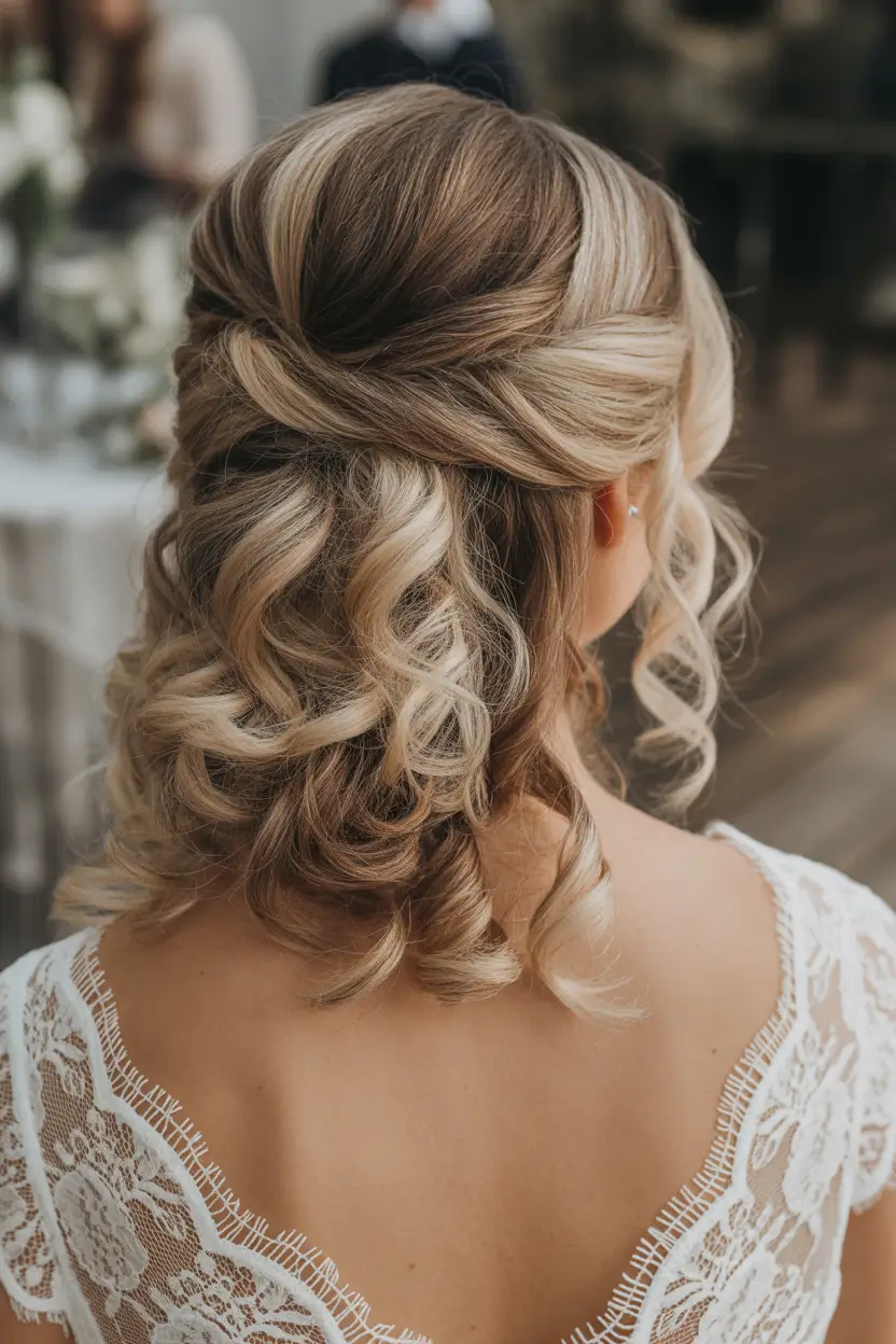 fall wedding hairstyles medium length Elegant Curls with a Textured Crown