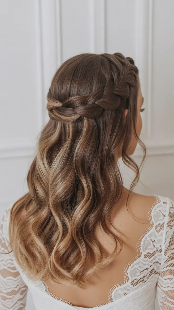 fall wedding hairstyles for thin hair Waterfall Braid with Soft Waves
