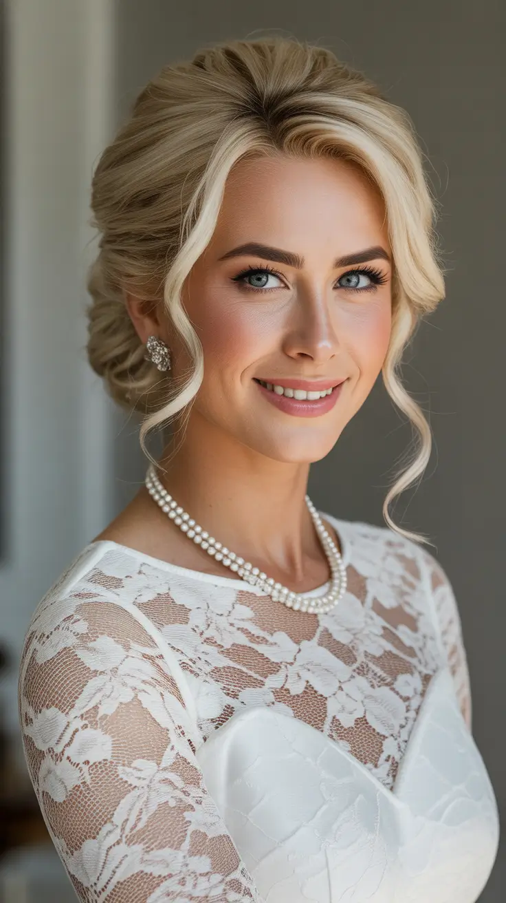 fall wedding hairstyles guest Vintage-Inspired Chignon with Side-Swept Volume