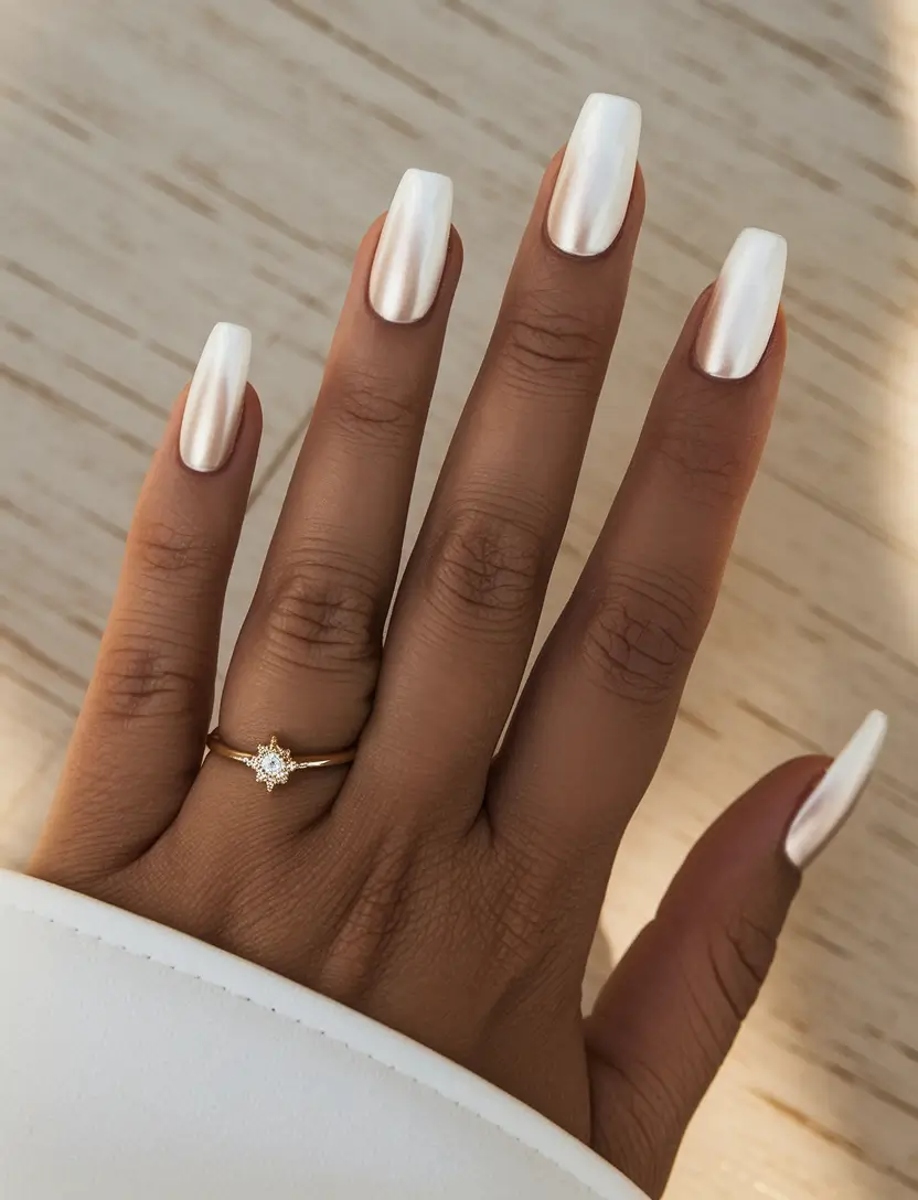 fall wedding nails for bride gel Pearlescent Perfection for the Modern Bride