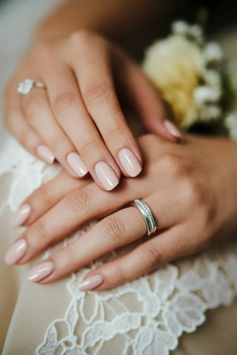 fall wedding nails for bride short Classic Short Nude for the Elegant Bride