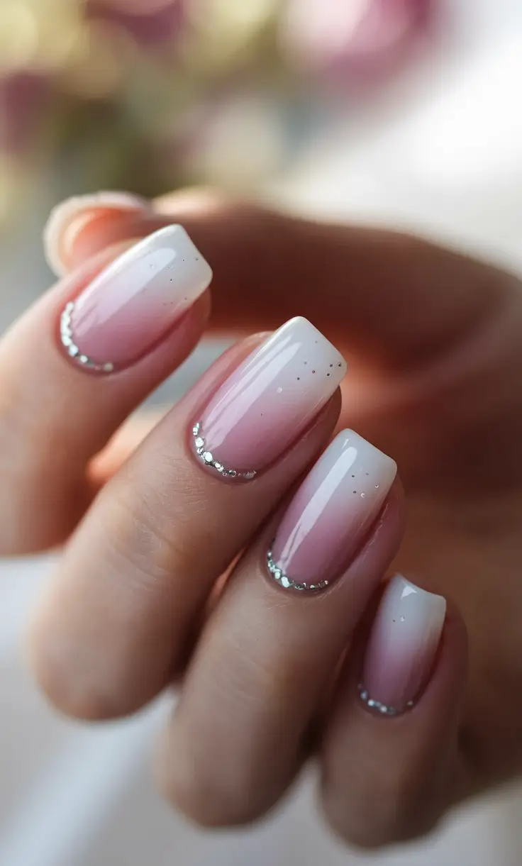 fall wedding nails bridesmaid short Subtle Sparkle for the Romantic Bridesmaid