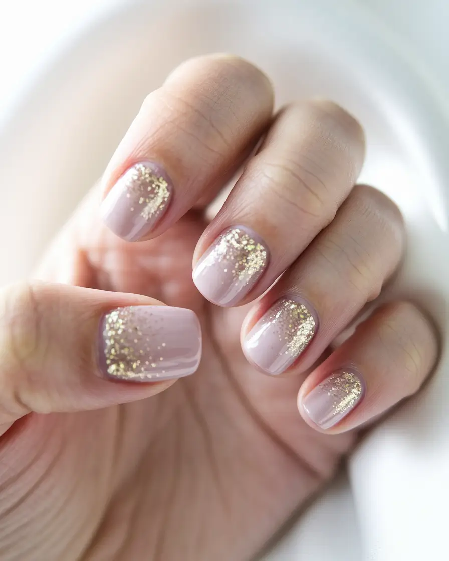 fall wedding nails for guest short Champagne Glitter on Short Neutrals