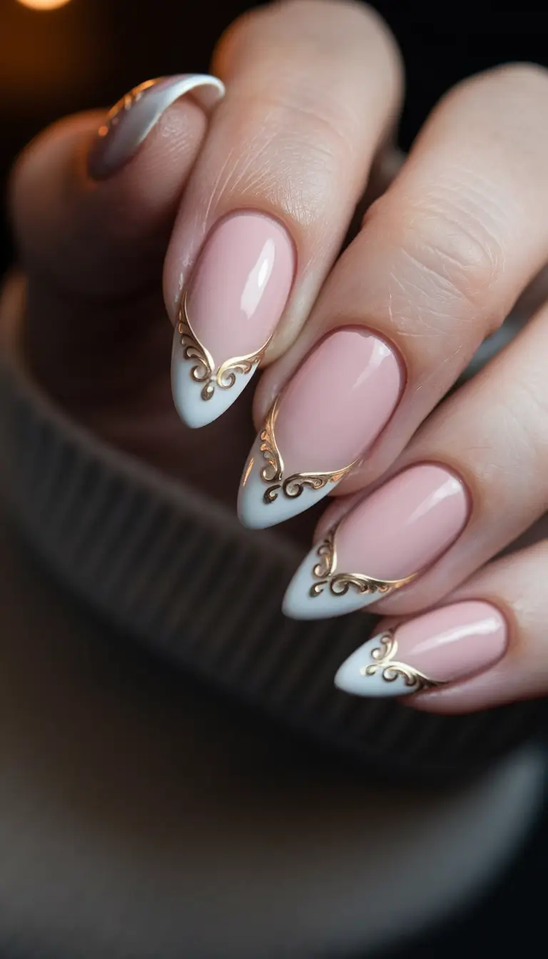 fall wedding nails bridesmaid cinnamon Vintage-Inspired Elegance in French Detail