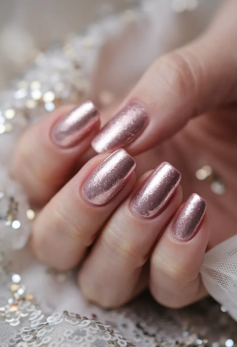 fall wedding nails for guest simple Metallic Rose Gold Luxe