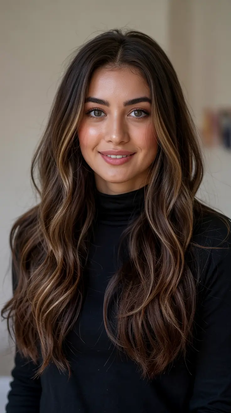hair color for brown skin Espresso Brown with Cinnamon Ribbons