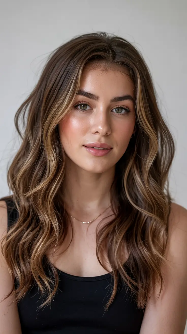 hair color for brown skin Golden Mocha Mid-Length Glow